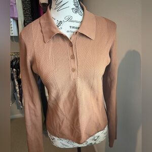 Worthington Tan Button Down Women's Top